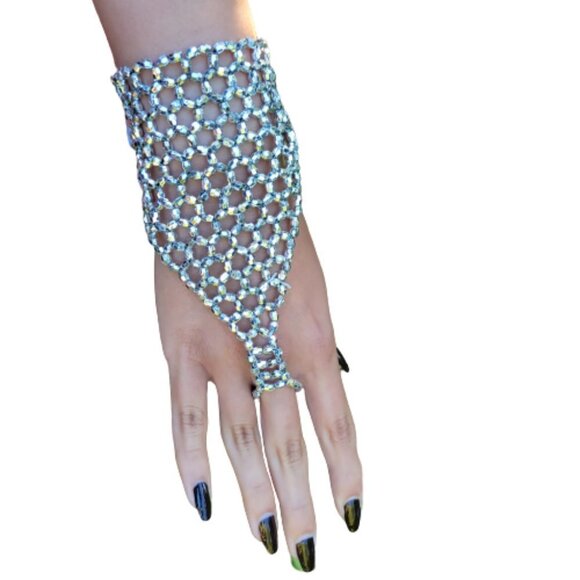 STRETCHY Silver Wrist Bracelet Sparkly Stretch Bracelet Belly Dance NEW - Picture 3 of 6